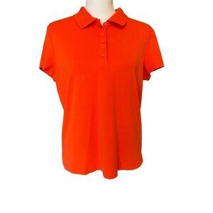 Jones New York Sport Women's Polo Shirt Orange XL Cotton Short Sleeve Stretchy